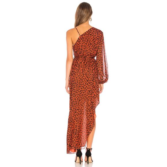 Michelle Mason Spice Leopard Animal Print Silk Asymmetrical Wrap Dress - Picture 3 of 12
